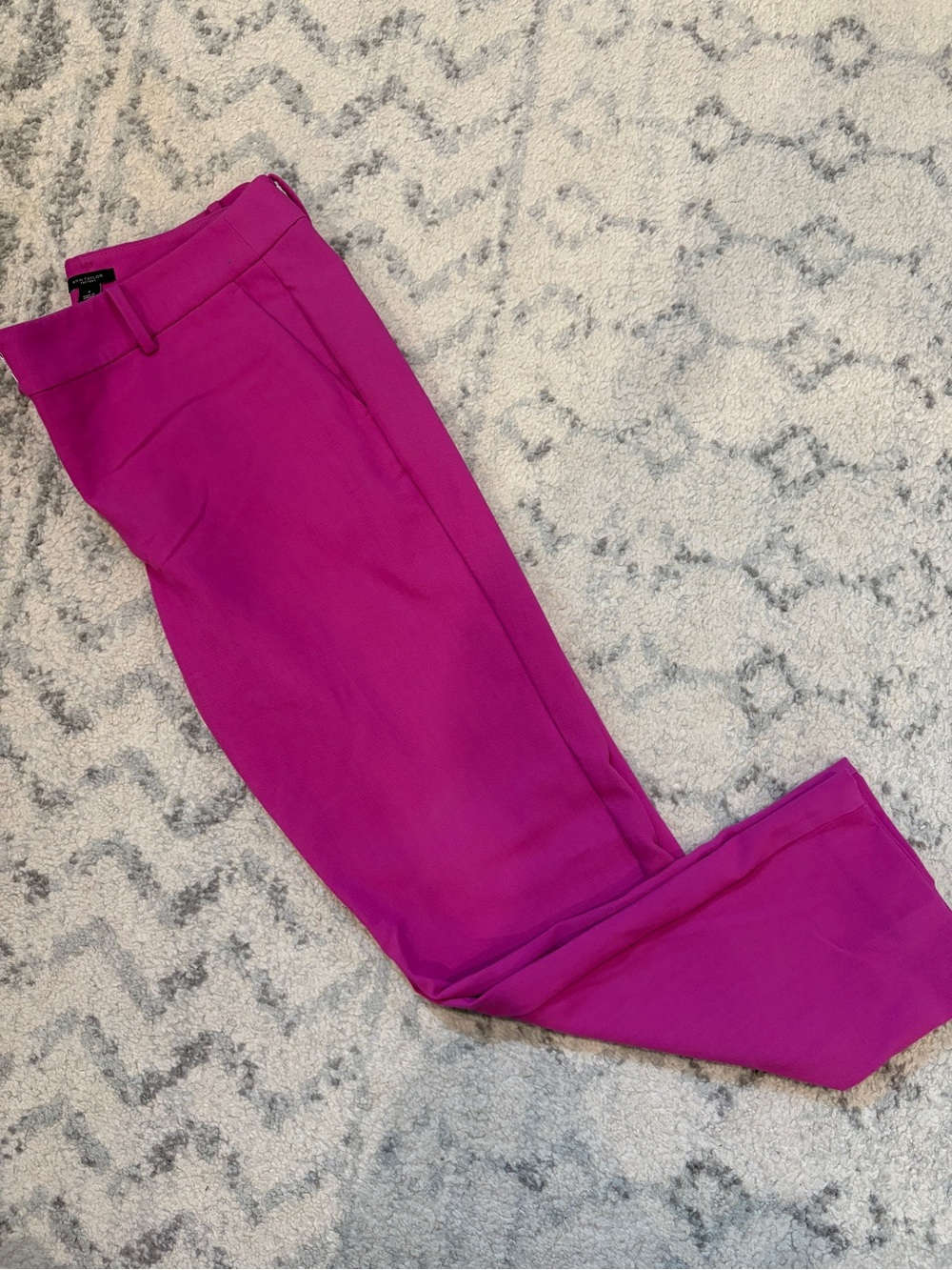 Ann Taylor Tailored High-Rise Slim Pants in Bright Magenta